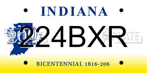 224BXR Indiana License Plate
