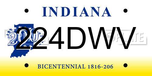 224DWV Indiana License Plate