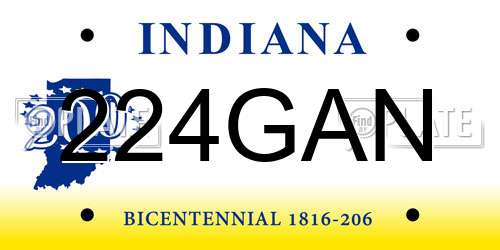 224GAN Indiana License Plate