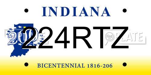 224RTZ Indiana License Plate