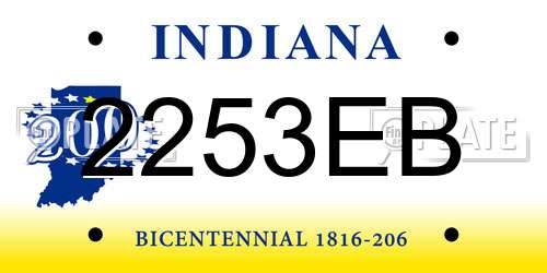2253EB Indiana License Plate