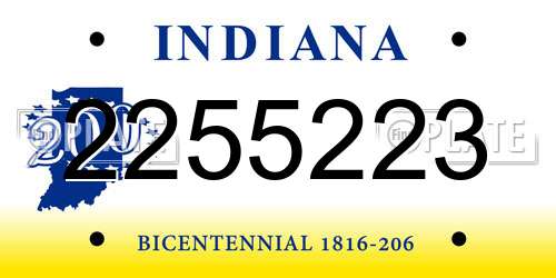 2255223 Indiana License Plate