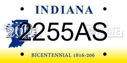 2255AS Indiana License Plate