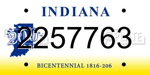 2257763 Indiana License Plate