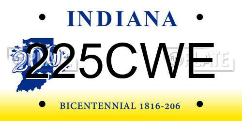 225CWE Indiana License Plate