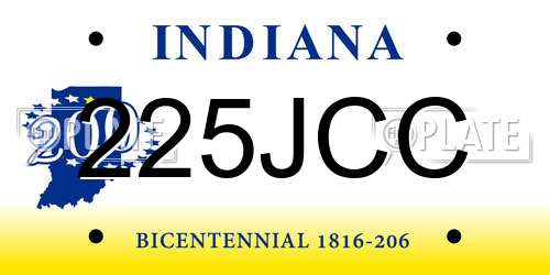 225JCC Indiana License Plate