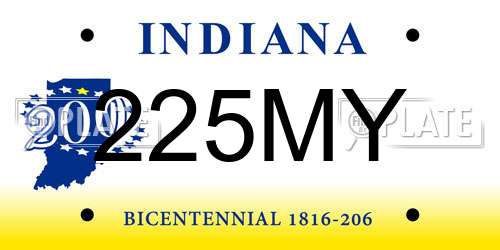 225MY Indiana License Plate