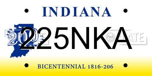 225NKA Indiana License Plate