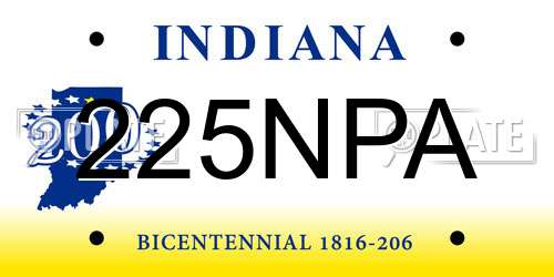 225NPA Indiana License Plate