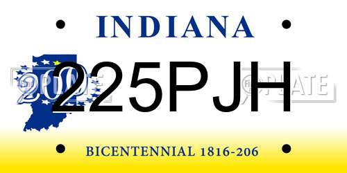 225PJH Indiana License Plate