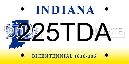 225TDA Indiana License Plate