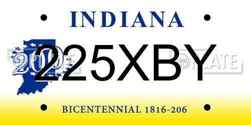 225XBY Indiana License Plate