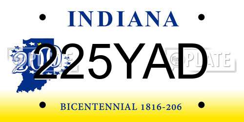 225YAD Indiana License Plate