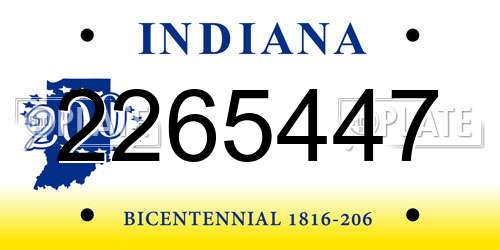 2265447 Indiana License Plate