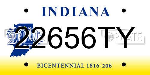 22656TY Indiana License Plate
