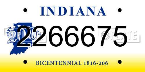2266675 Indiana License Plate