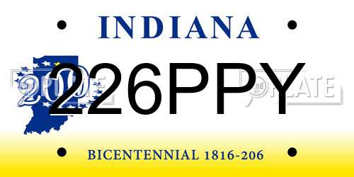 226PPY Indiana License Plate