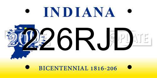 226RJD Indiana License Plate