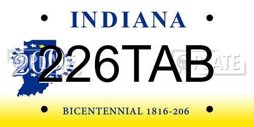 226TAB Indiana License Plate