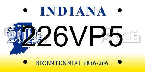 226VP5 Indiana License Plate