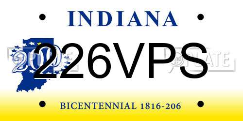 226VPS Indiana License Plate