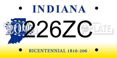 226ZC Indiana License Plate
