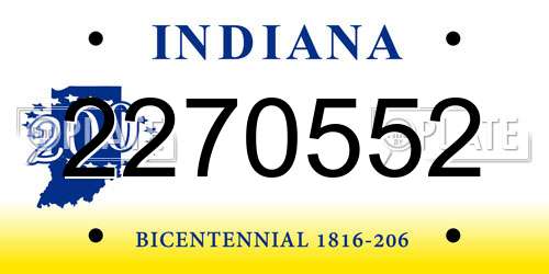 2270552 Indiana License Plate