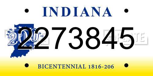 2273845 Indiana License Plate