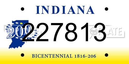 227813 Indiana License Plate