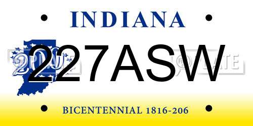 227ASW Indiana License Plate