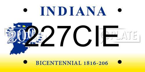 227CIE Indiana License Plate