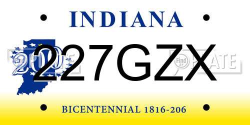 227GZX Indiana License Plate