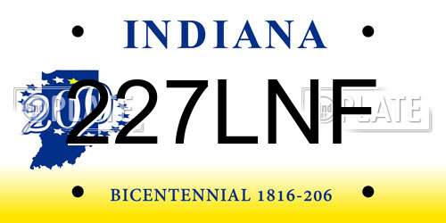 227LNF Indiana License Plate