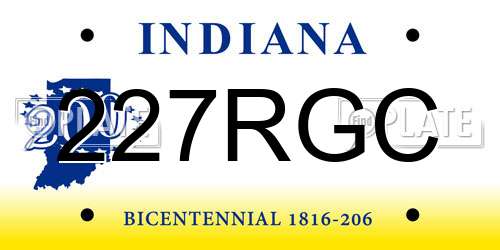 227RGC Indiana License Plate