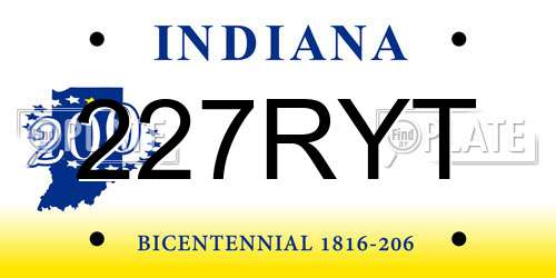 227RYT Indiana License Plate