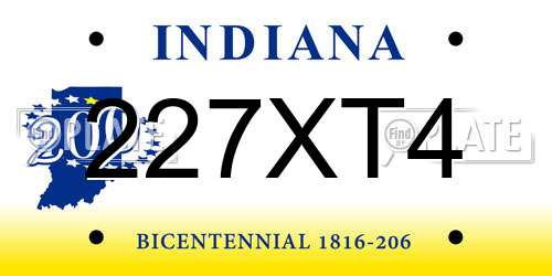 227XT4 Indiana License Plate