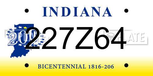 227Z64 Indiana License Plate