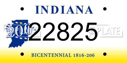 22825 Indiana License Plate