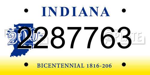 2287763 Indiana License Plate