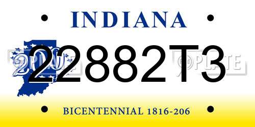 22882T3 Indiana License Plate