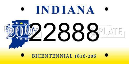 22888 Indiana License Plate