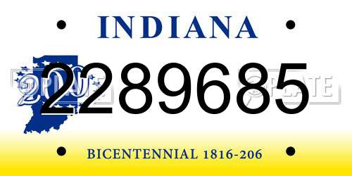 2289685 Indiana License Plate