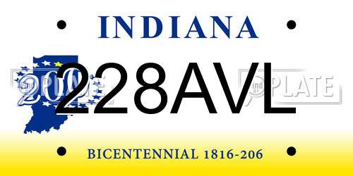 228AVL Indiana License Plate