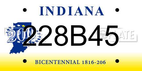 228B45 Indiana License Plate