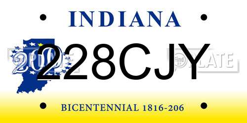 228CJY Indiana License Plate