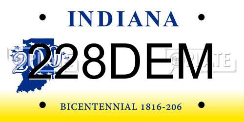 228DEM Indiana License Plate