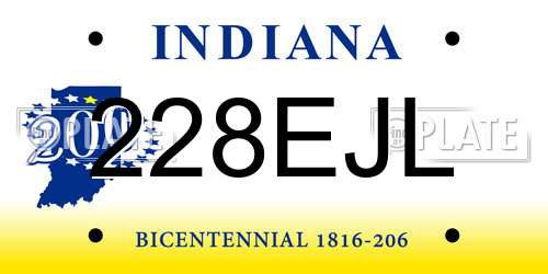 228EJL Indiana License Plate