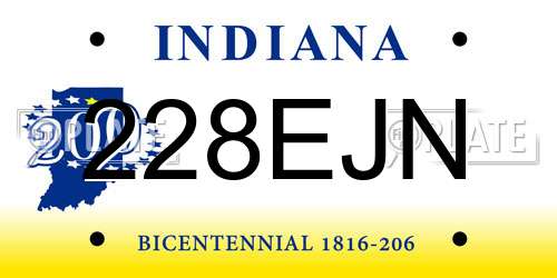 228EJN Indiana License Plate