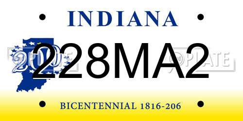 228MA2 Indiana License Plate