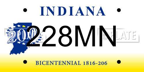 228MN Indiana License Plate